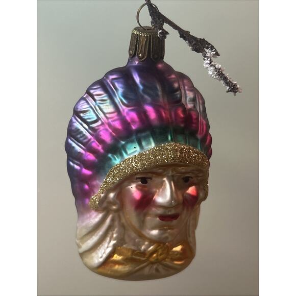 Vintage Neiman Marcus Christopher Radko Native American Glass Ornament - Picture 1 of 3